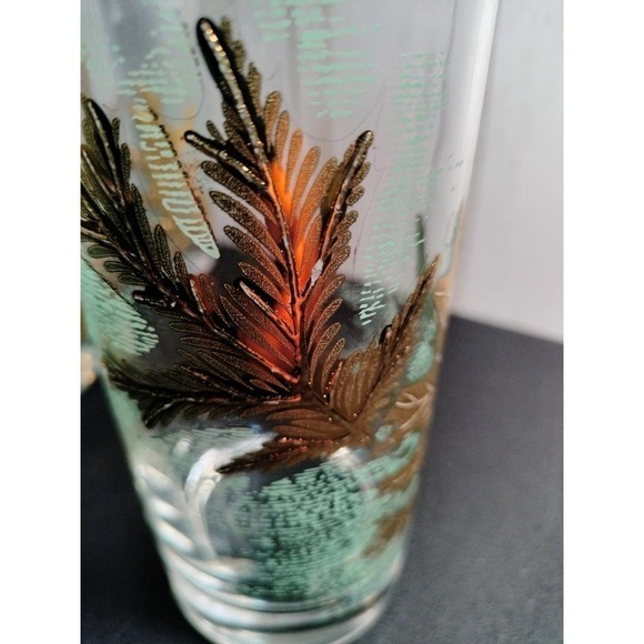 Vintage Gold Leaf Overlay mid-century drinking glasses X6 - Picture 8 of 10